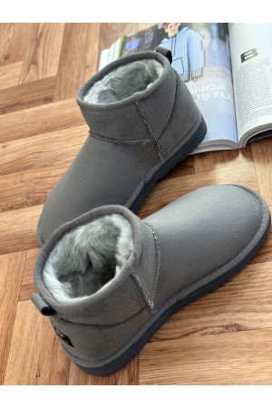 Gri ince taban peluş bot