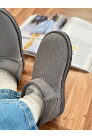 Gri ince taban peluş bot