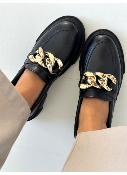 Gold zincirli loafer ayakkabı 