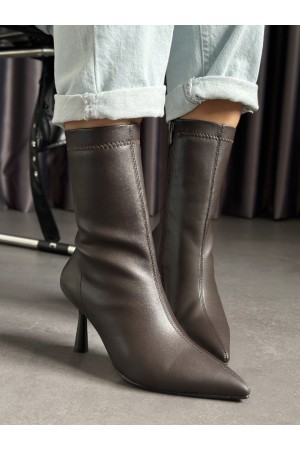 Acı kahve streç topuklu bot