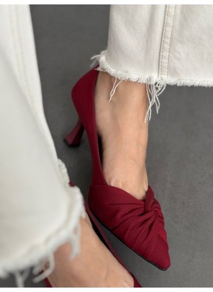 Bordo büzgülü stiletto 