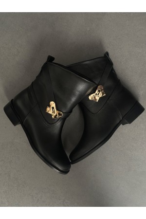 Siyah gerçek deri bot