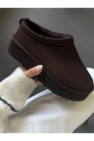 Acı kahve platform taban peluş terlik