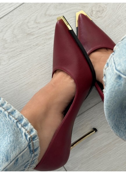 Bordo gold metal burun stiletto 