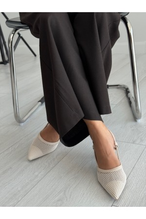 Bej file topuklu ayakkabı 