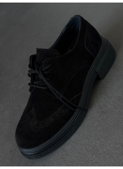 Siyah Oxford gerçek deri ayakkabı 