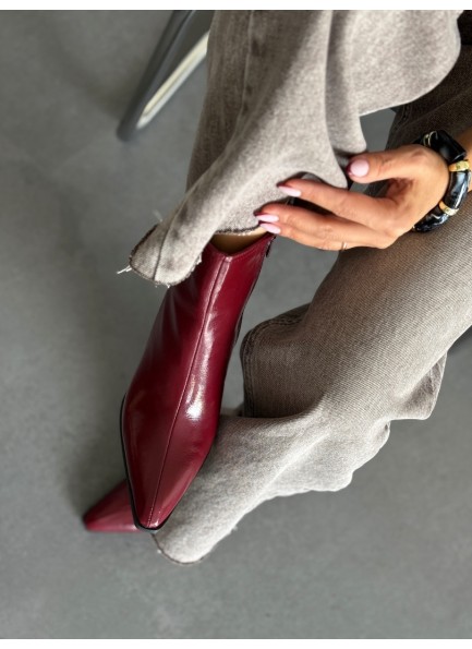 Bordo rugan topuklu bot