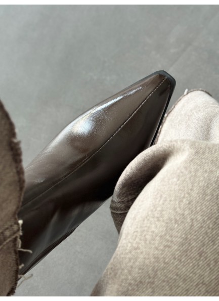 Acı kahve rugan topuklu bot 