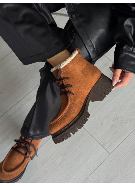 Taba gerçek deri bağcıklı bot