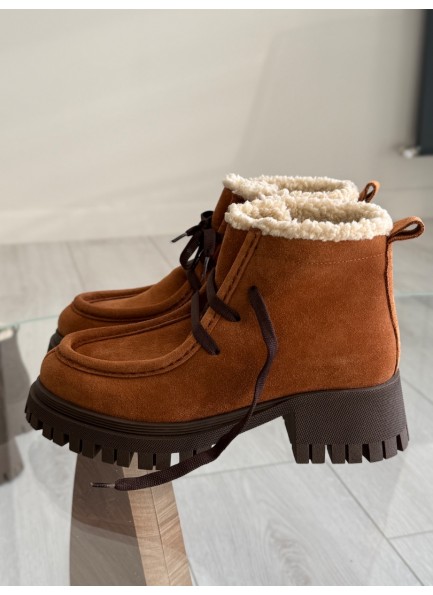 Taba gerçek deri bağcıklı bot