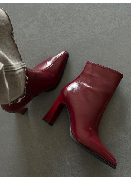 Bordo rugan topuklu bot