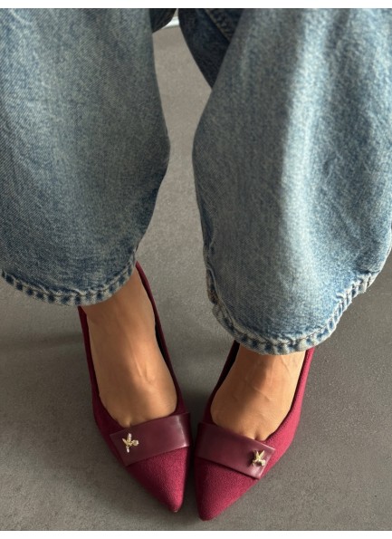 Bordo süet stiletto 