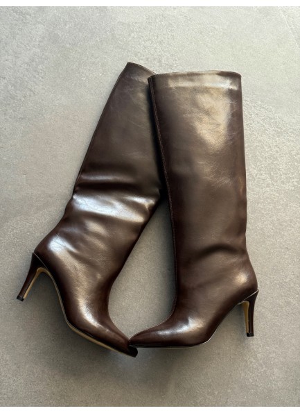 Acı kahve rugan uzun çizme 