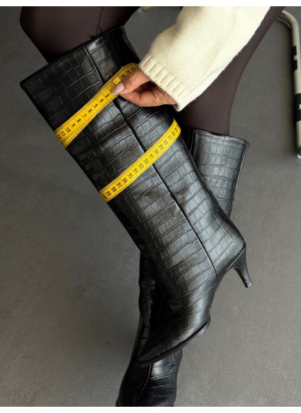 Siyah krokodil XL çizme 
