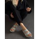 Beyaz boncuklu platform terlik
