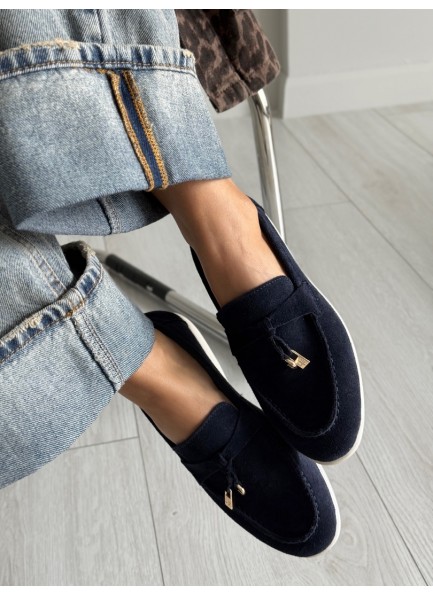 Lacivert deri loafer