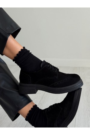 Siyah Oxford gerçek deri ayakkabı 