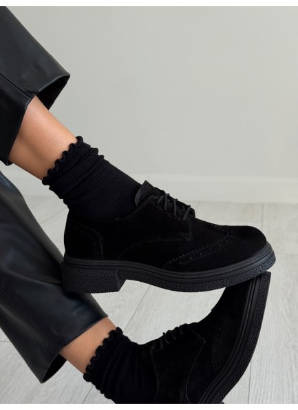 Siyah Oxford gerçek deri ayakkabı 