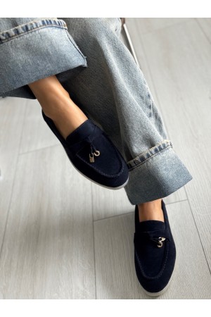 Lacivert deri loafer