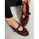 Bordo süet taşlı babet