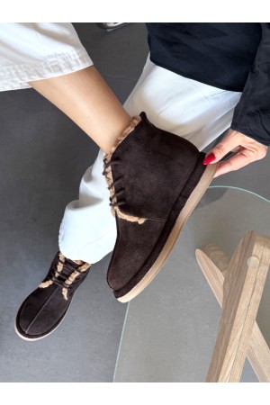 Hakiki deri Acı kahve içi peluş bot