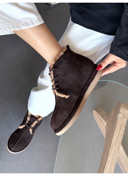 Hakiki deri Acı kahve içi peluş bot