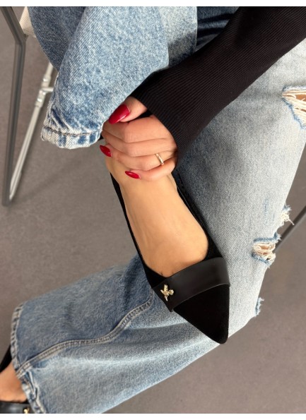 Siyah süet stiletto