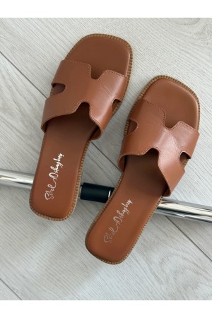 Taba düz deri terlik