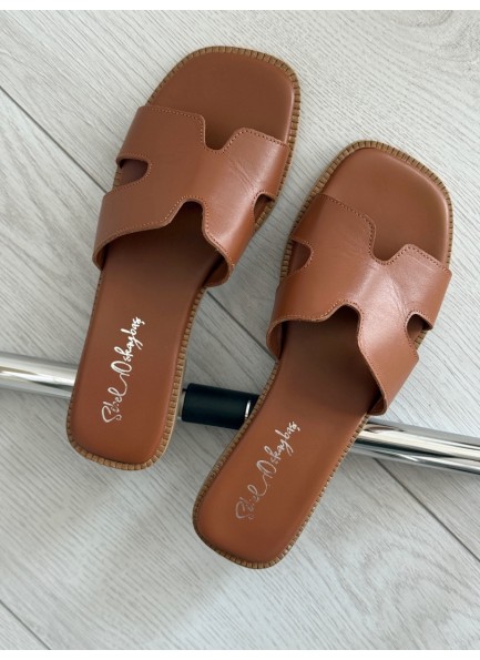 Taba düz deri terlik