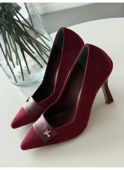 Bordo süet stiletto 