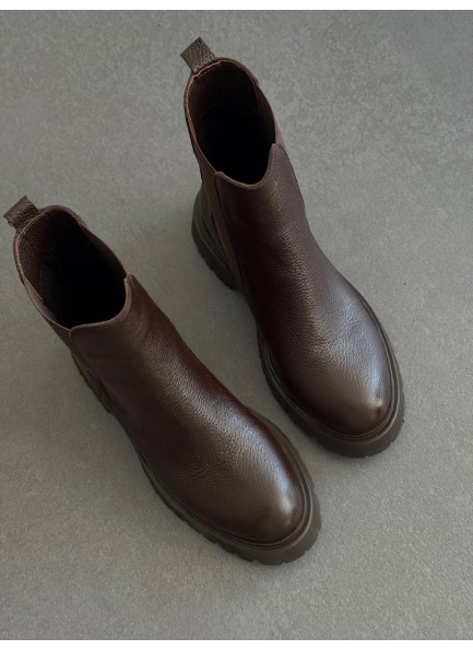 Acı kahve hakiki deri Chester bot