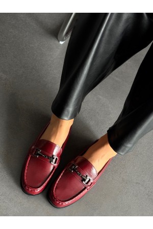 Bordo ince taban loafer 
