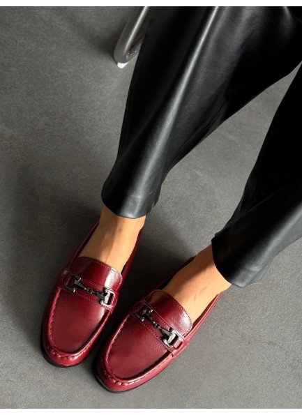 Bordo ince taban loafer 