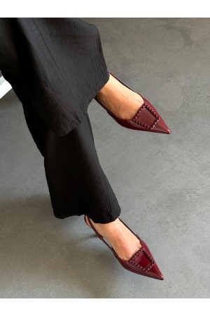 Bordo rugan topuklu ayakkabı 