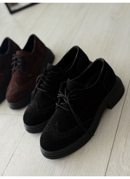 Siyah Oxford gerçek deri ayakkabı 