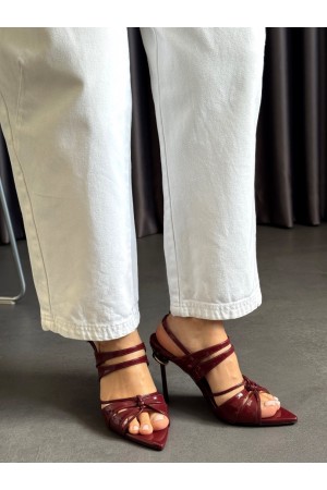 Bordo rugan topuklu ayakkabı 