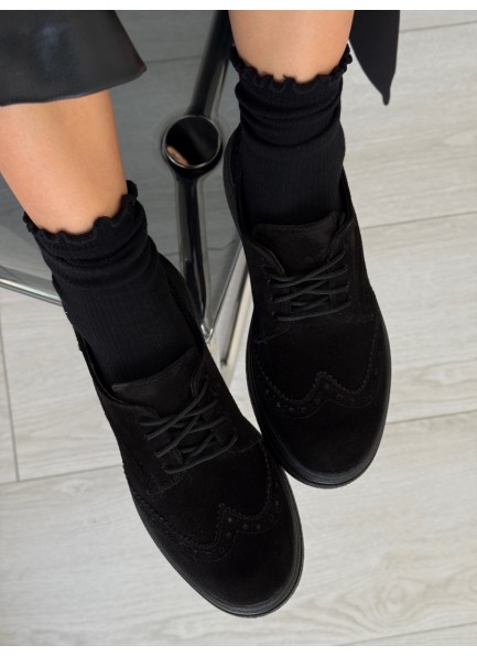 Siyah Oxford gerçek deri ayakkabı 