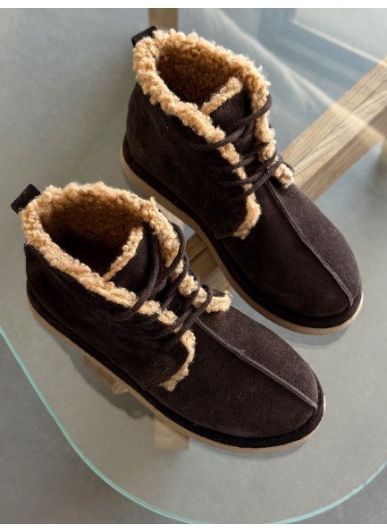 Hakiki deri Acı kahve içi peluş bot