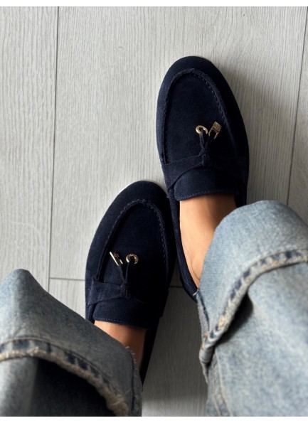 Lacivert deri loafer
