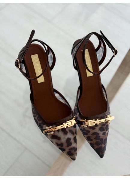 Leopar topuklu ayakkabı 