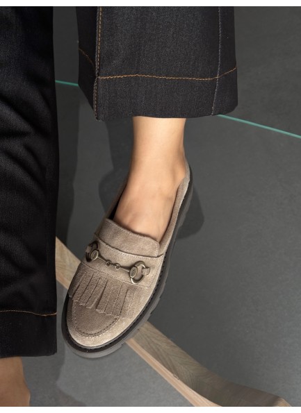 Vizon püsküllü hakiki deri loafer 