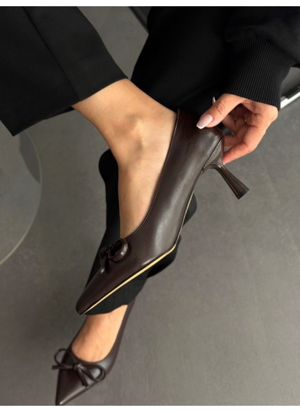 Acı kahve fiyonklu stiletto 