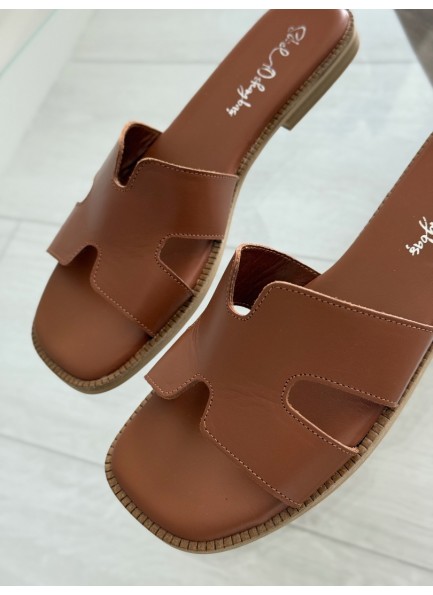 Taba düz deri terlik