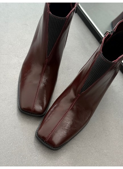 Bordo rugan topuklu bot