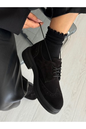 Siyah Oxford gerçek deri ayakkabı 