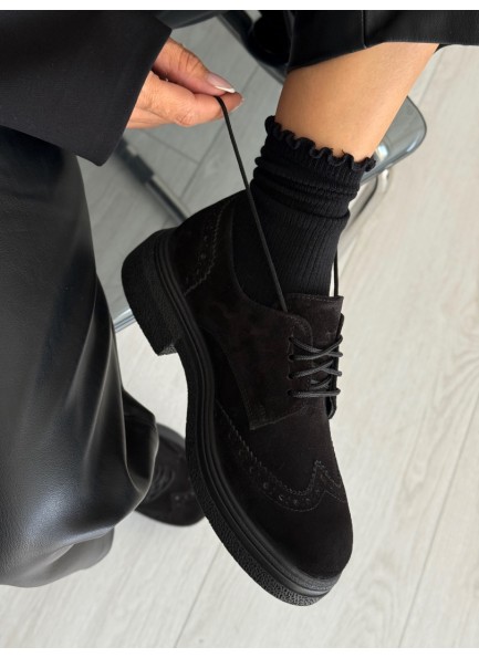 Siyah Oxford gerçek deri ayakkabı 