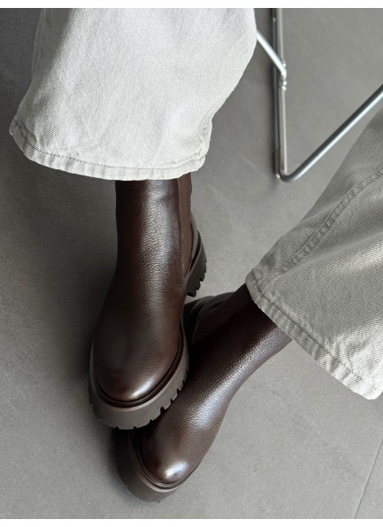 Acı kahve hakiki deri Chester bot