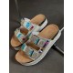 Beyaz boncuklu platform terlik