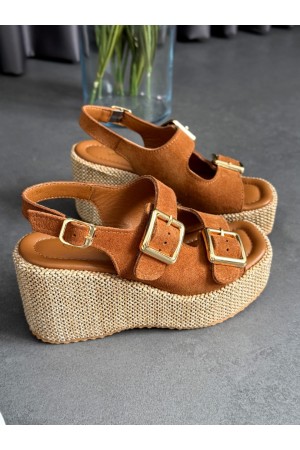 Taba dolgu topuk sandalet 