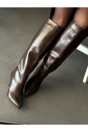 Acı kahve rugan uzun çizme 